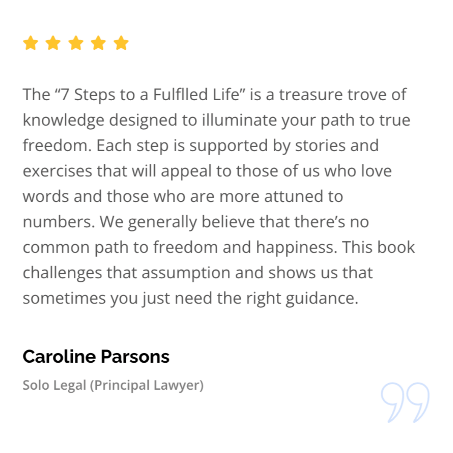 Book review of 7 Steps to a Fulfilled Life by Caroline Parsons